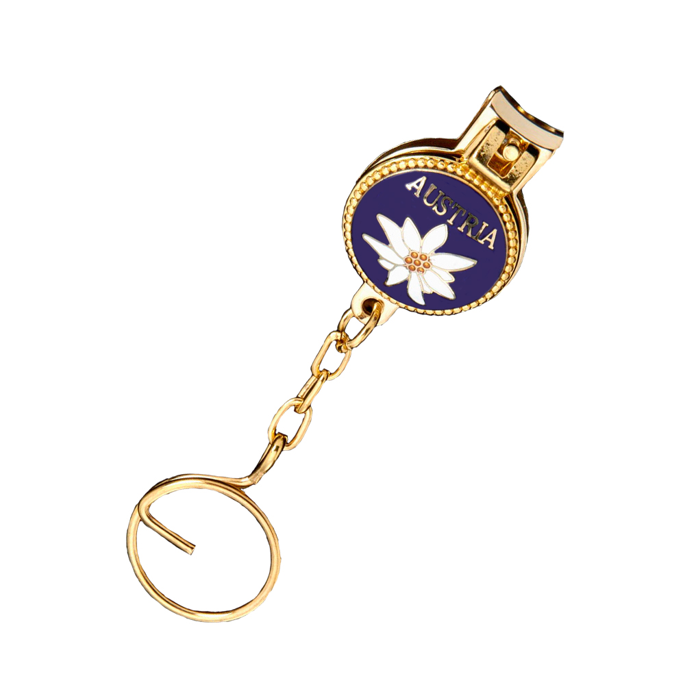 enamel logo round shaped nail clipper key chain